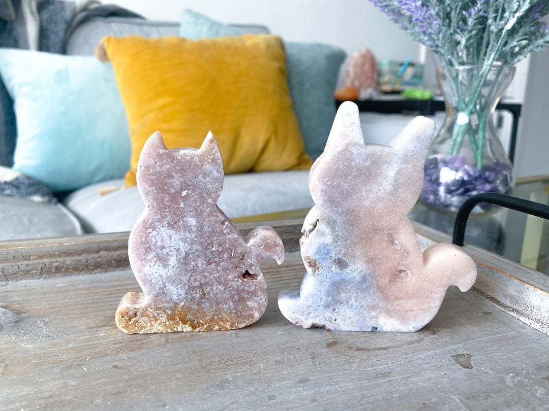 Pink Amethyst Cat - Protection - Energy Cleanse Crystal - Calming Stone - Creativity - Crown, Third Eye Chakra