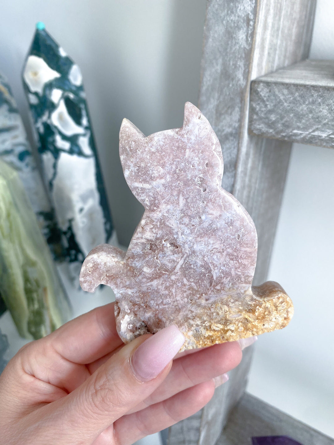 Pink Amethyst Cat - Protection - Energy Cleanse Crystal - Calming Stone - Creativity - Crown, Third Eye Chakra
