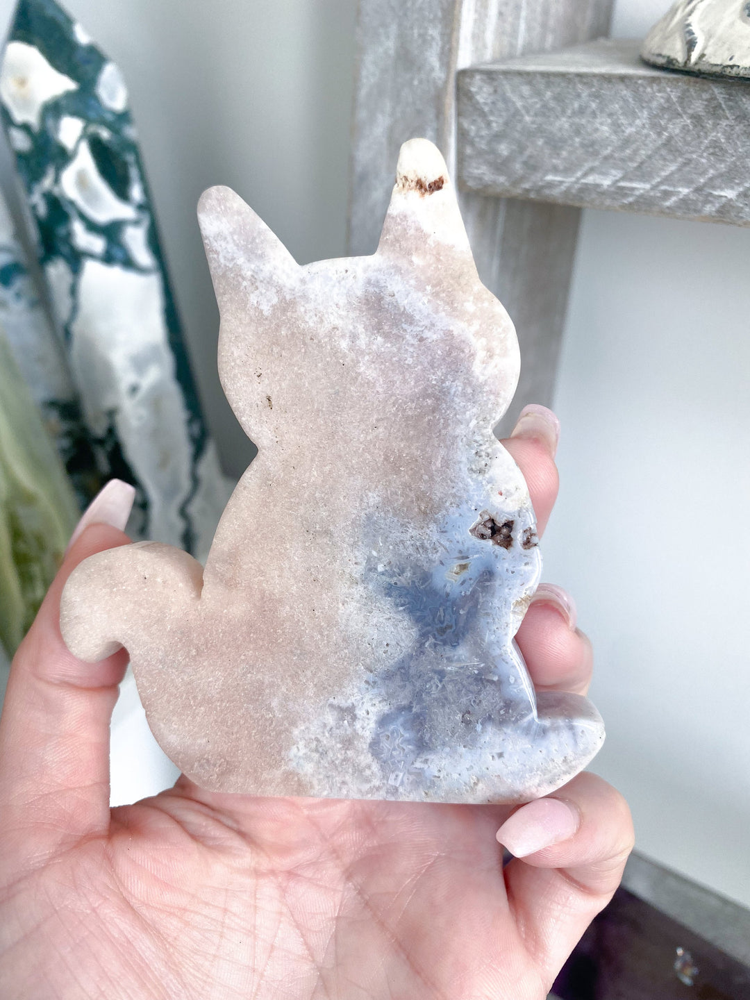 Pink Amethyst Cat - Protection - Energy Cleanse Crystal - Calming Stone - Creativity - Crown, Third Eye Chakra