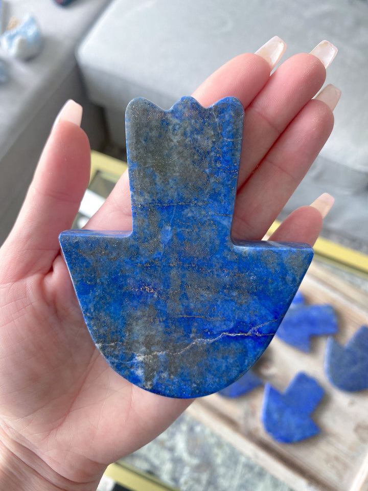 Lapis Lazuli Hamsa Hand Carving