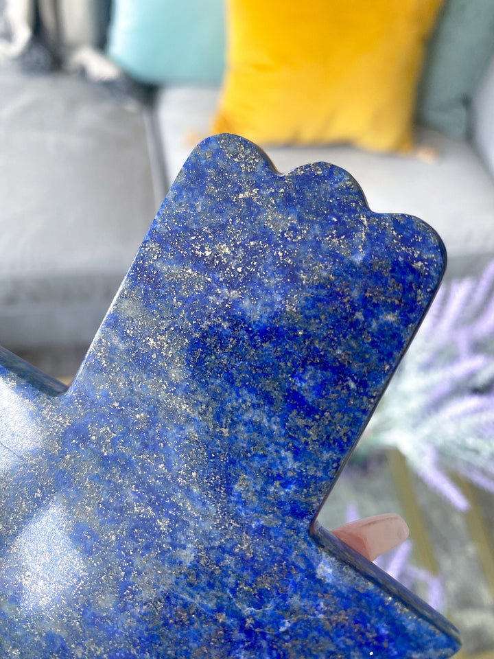 Lapis Lazuli Hamsa Hand Carving