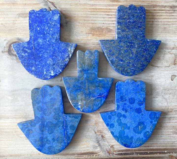 Lapis Lazuli Hamsa Hand Carving