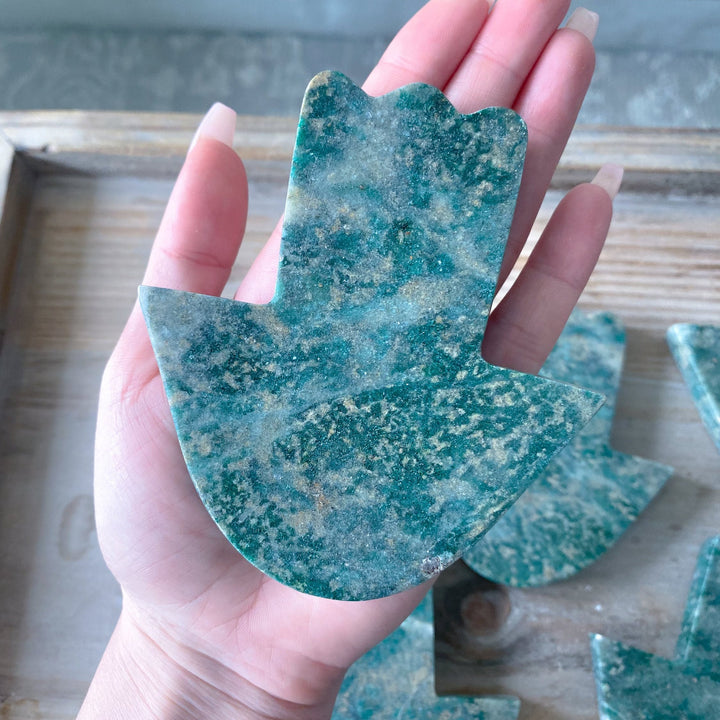 Large Green Aventurine Hamsa Carving