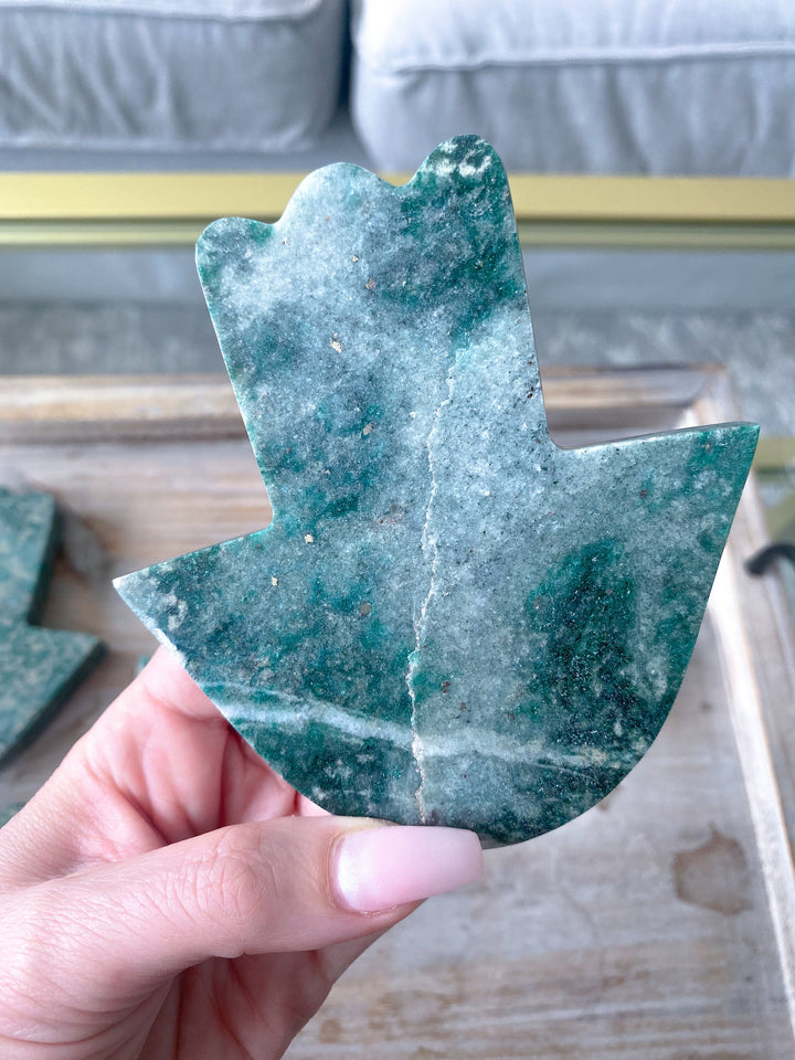 Large Green Aventurine Hamsa Carving
