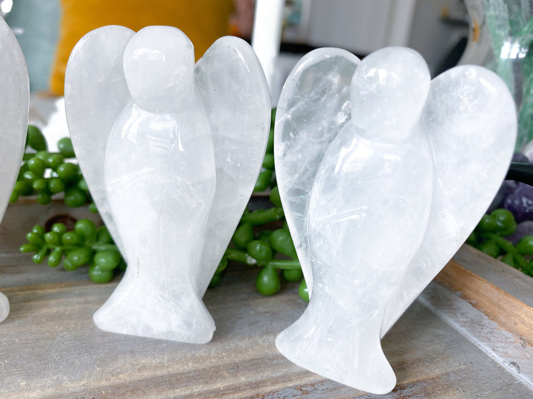 Clear Quartz Angel 3" Healer - Best Friend Gift - Harmony, Amplification, Intentions - Big Large Angel Carving Crystal Helper - Statue