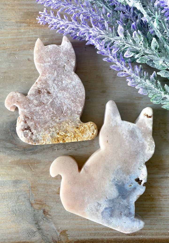 Pink Amethyst Cat - Protection - Energy Cleanse Crystal - Calming Stone - Creativity - Crown, Third Eye Chakra