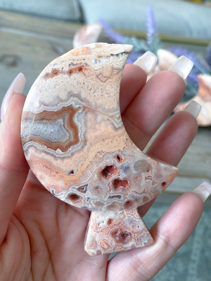 Pink Crazy Lace Agate Moon