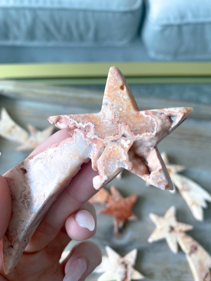 Pink Crazy Lace Agate Shooting Star