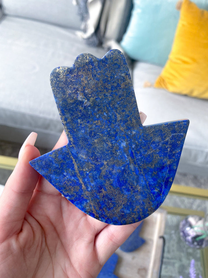 Lapis Lazuli Hamsa Hand Carving