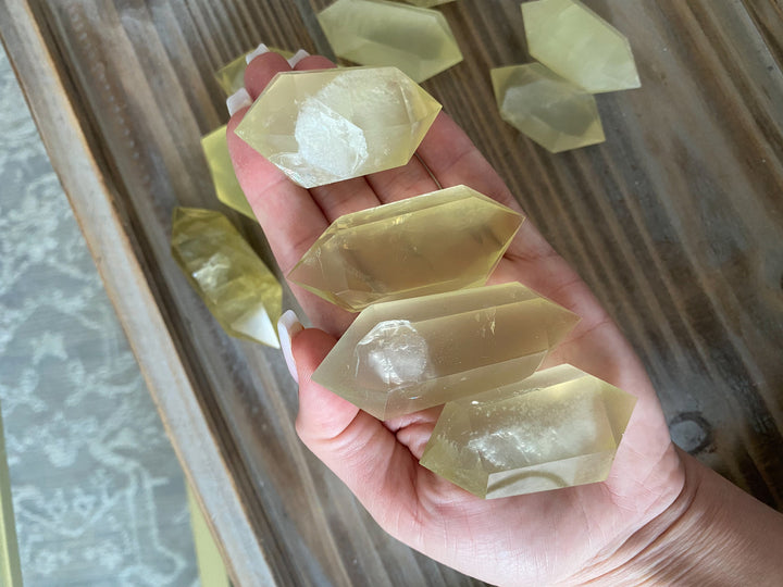 RARE Lemon Topaz Double Terminated Wand - Yellow Topaz Point - Healing Energy - Protection - 2-3 inches - Yellow Topaz - Yellow Crystal