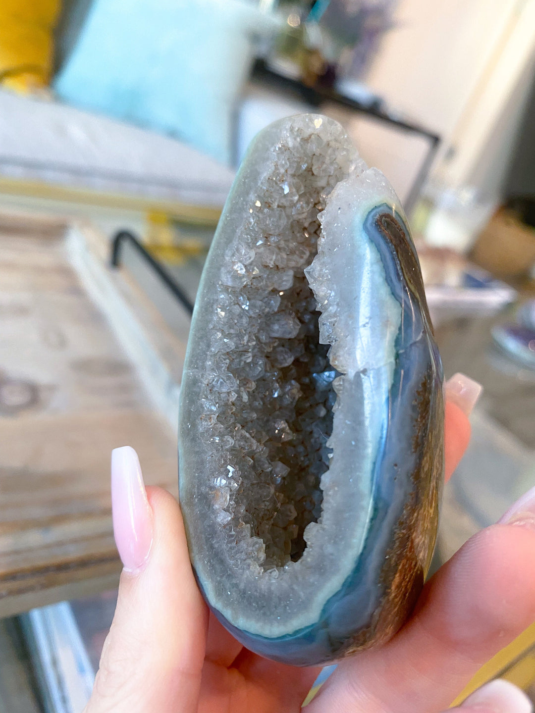 Yoni Rainbow Amethyst in Agate - Protection Stone - Energy Cleanse - Calming Crystal - Psychic Protection - Amethyst Yoni