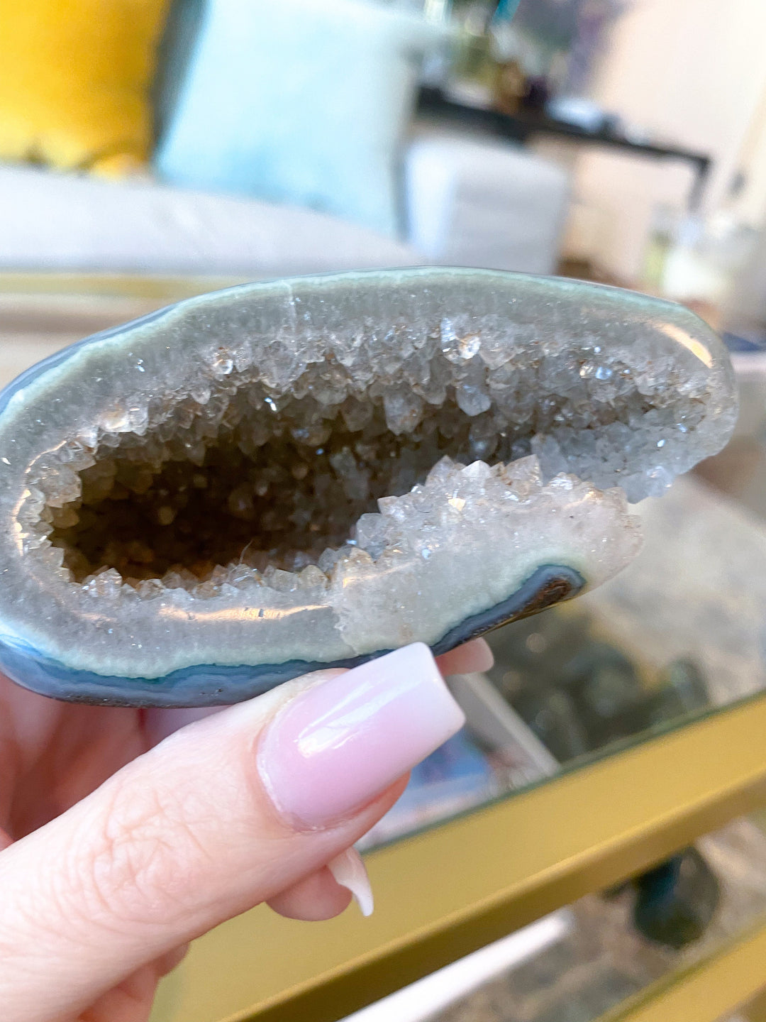 Yoni Rainbow Amethyst in Agate - Protection Stone - Energy Cleanse - Calming Crystal - Psychic Protection - Amethyst Yoni