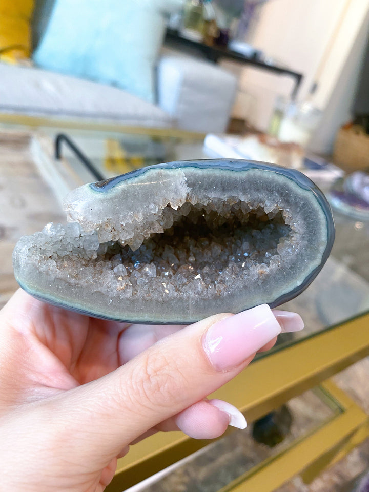 Yoni Rainbow Amethyst in Agate - Protection Stone - Energy Cleanse - Calming Crystal - Psychic Protection - Amethyst Yoni