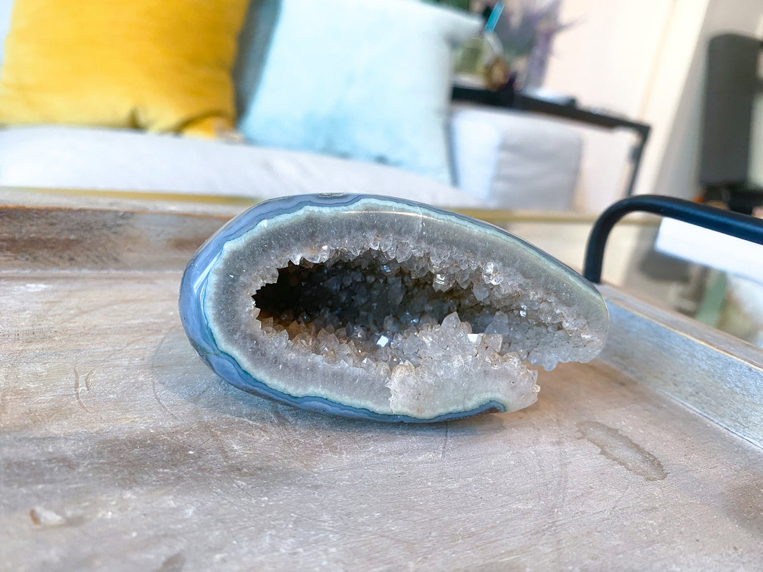 Yoni Rainbow Amethyst in Agate - Protection Stone - Energy Cleanse - Calming Crystal - Psychic Protection - Amethyst Yoni