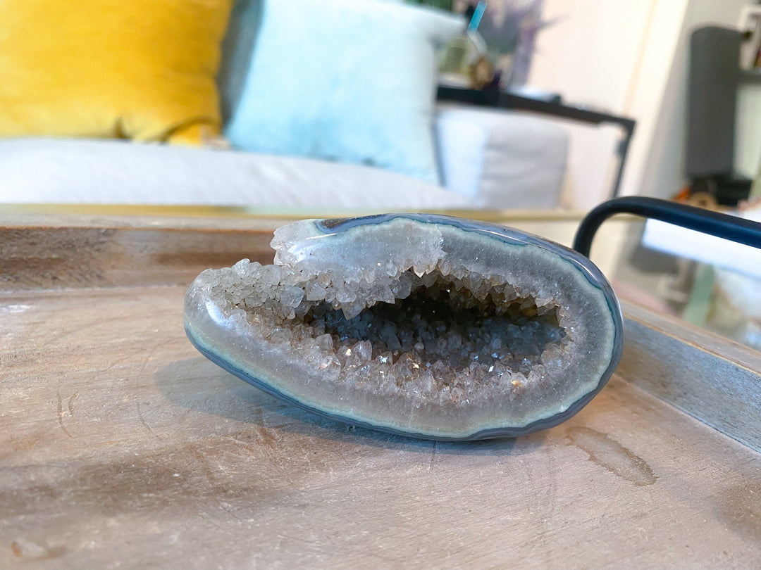 Yoni Rainbow Amethyst in Agate - Protection Stone - Energy Cleanse - Calming Crystal - Psychic Protection - Amethyst Yoni