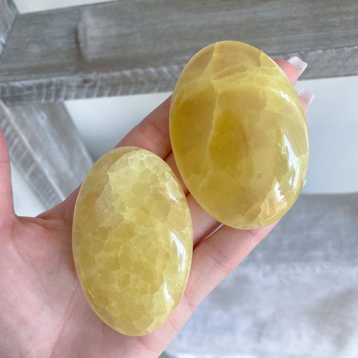 Lemon Calcite Palm Stone: Energy