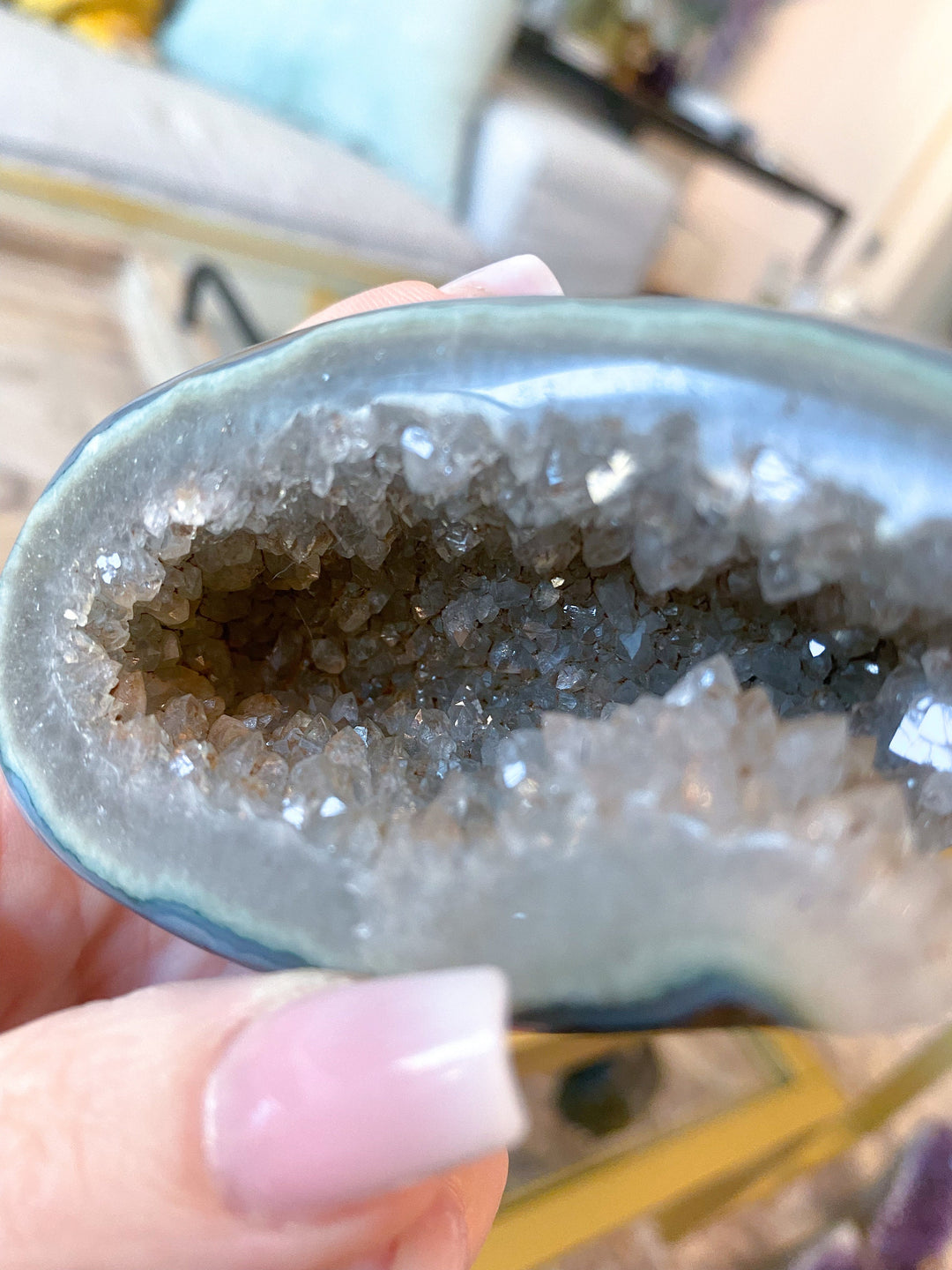 Yoni Rainbow Amethyst in Agate - Protection Stone - Energy Cleanse - Calming Crystal - Psychic Protection - Amethyst Yoni