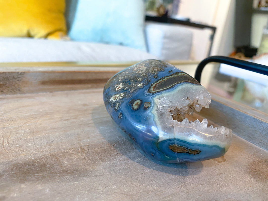 Yoni Rainbow Amethyst in Agate - Protection Stone - Energy Cleanse - Calming Crystal - Psychic Protection - Amethyst Yoni
