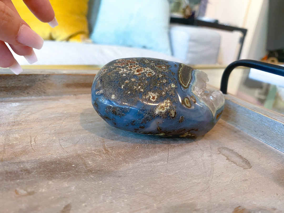 Yoni Rainbow Amethyst in Agate - Protection Stone - Energy Cleanse - Calming Crystal - Psychic Protection - Amethyst Yoni