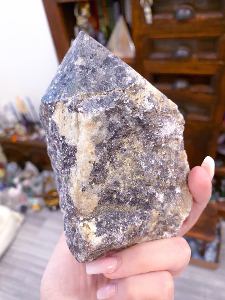 Imperfect Half Polished Mica-rich Purple Lepidolite Point - Get Exact Crystal Shown - 2lb large