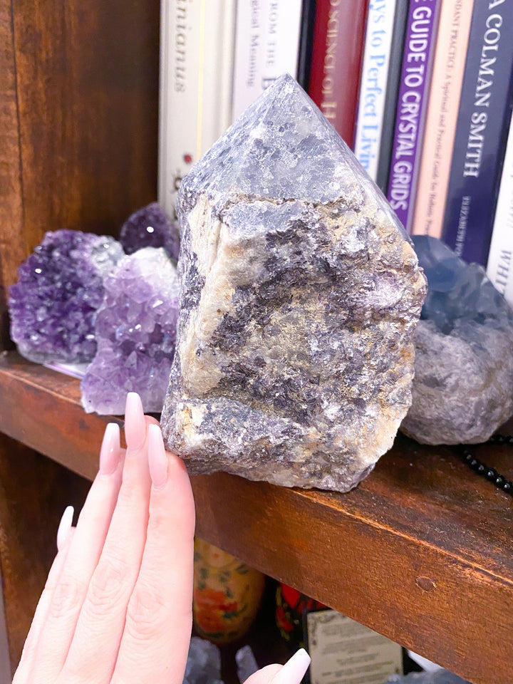 Imperfect Half Polished Mica-rich Purple Lepidolite Point - Get Exact Crystal Shown - 2lb large