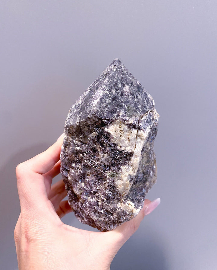 Imperfect Half Polished Mica-rich Purple Lepidolite Point - Get Exact Crystal Shown - 2lb large