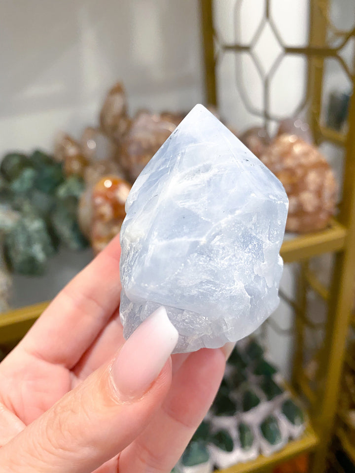 Blue Calcite Top Polish Point