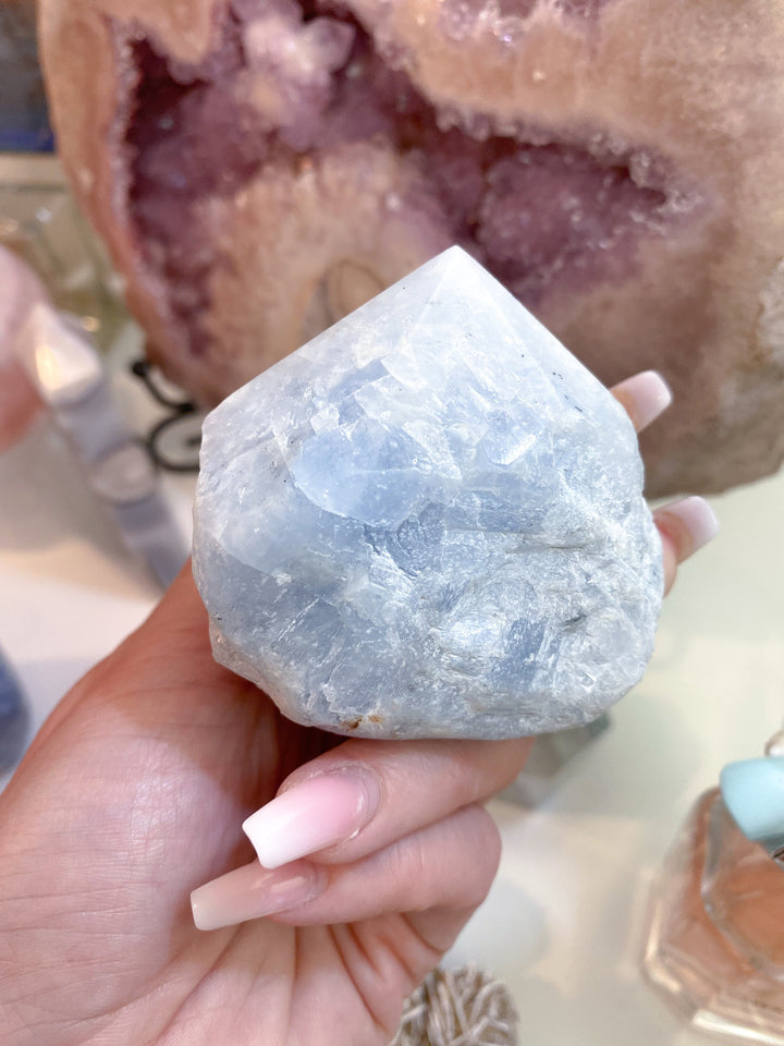 Blue Calcite Top Polish Point