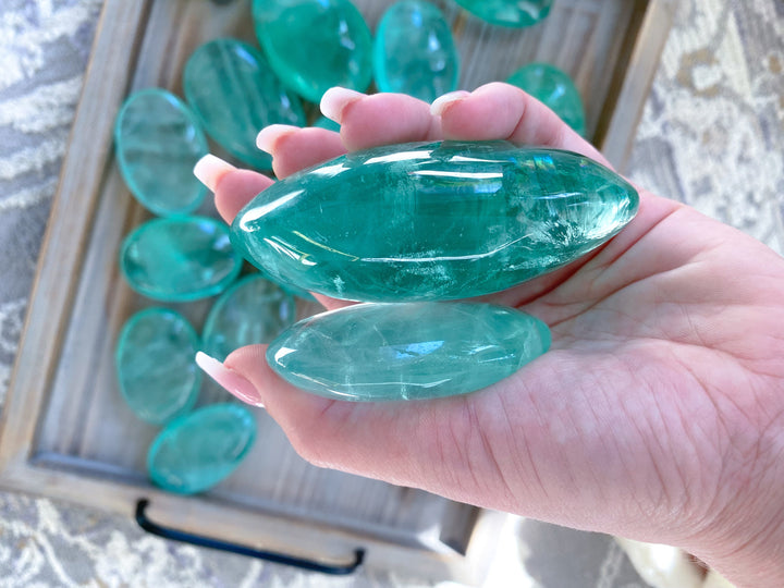 Green Fluorite Palm Stone