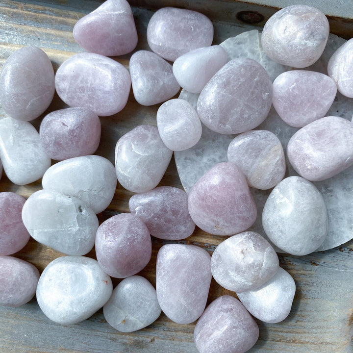 Pale Kunzite Tumble Stone - Pink & White
