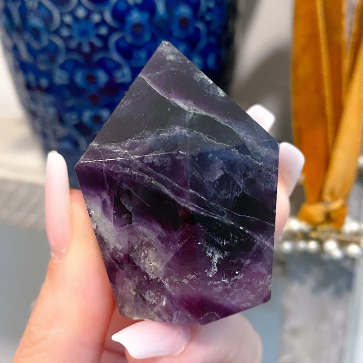 Polished Fluorite Point Deep Purple - Get EXACT Stone