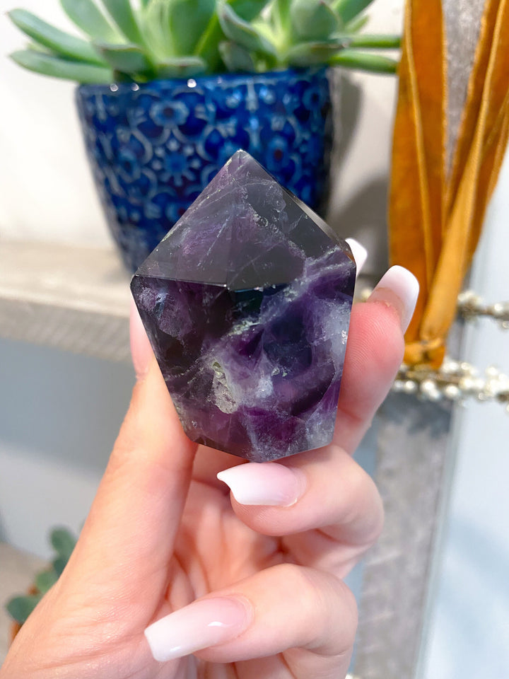 Polished Fluorite Point Deep Purple - Get EXACT Stone