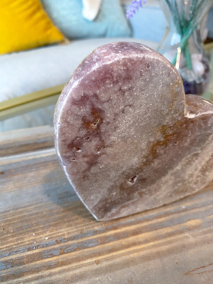 XL Pink Amethyst Heart Carving