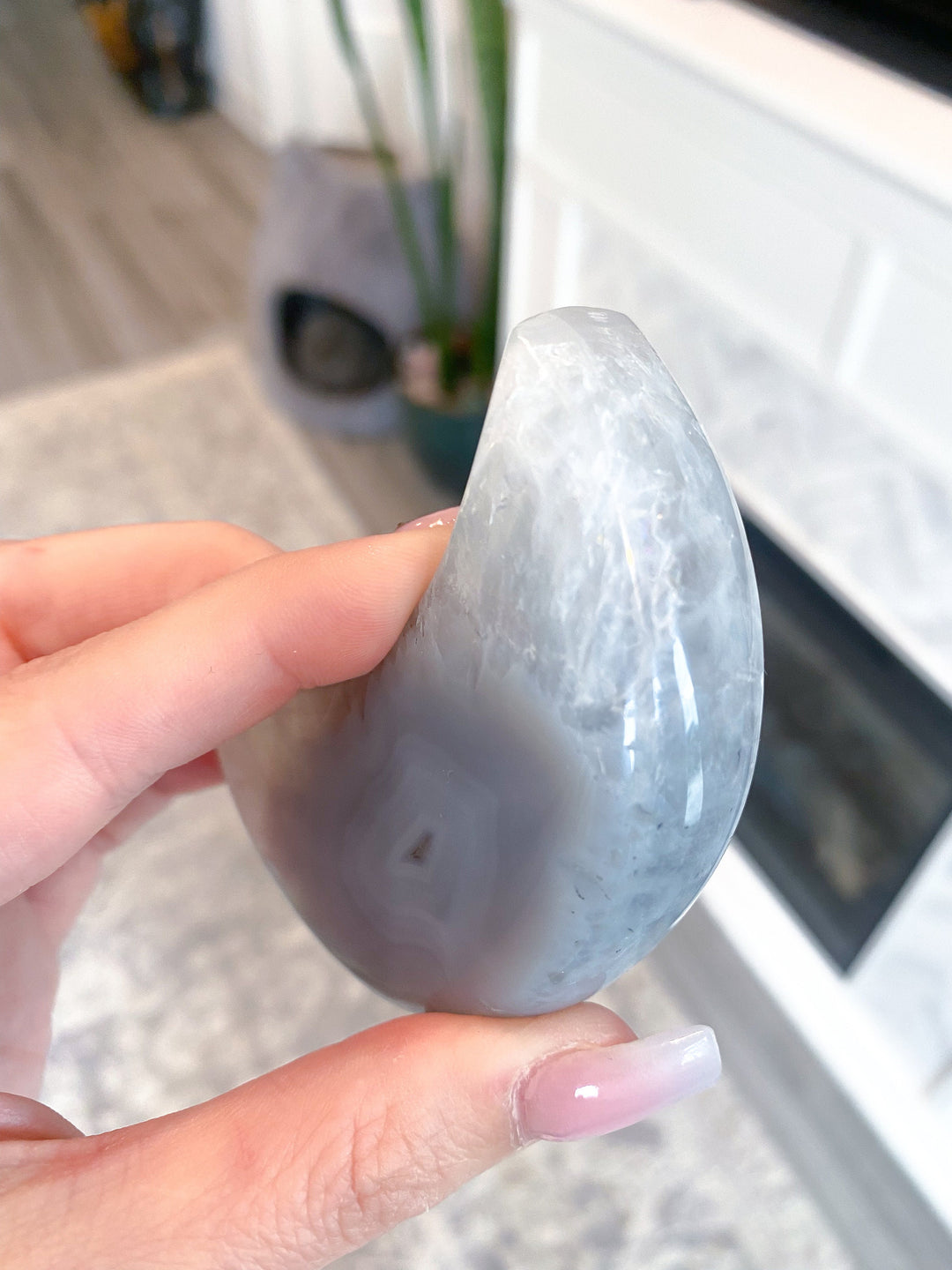 Druzy Grey Agate MOON - Pick Your Own - Calm Nerves - Soothe Depression - Crystal Therapy - Self-care Stone - Crescent