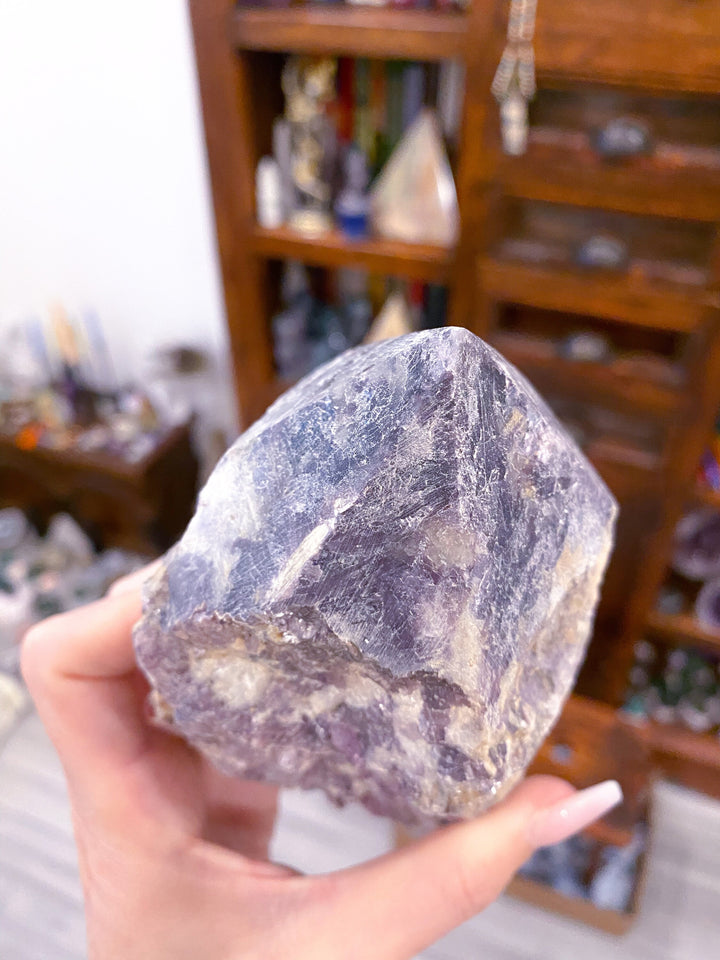 Imperfect Half Polished Mica-rich Purple Lepidolite Point - Get Exact Crystal Shown - 2lb large
