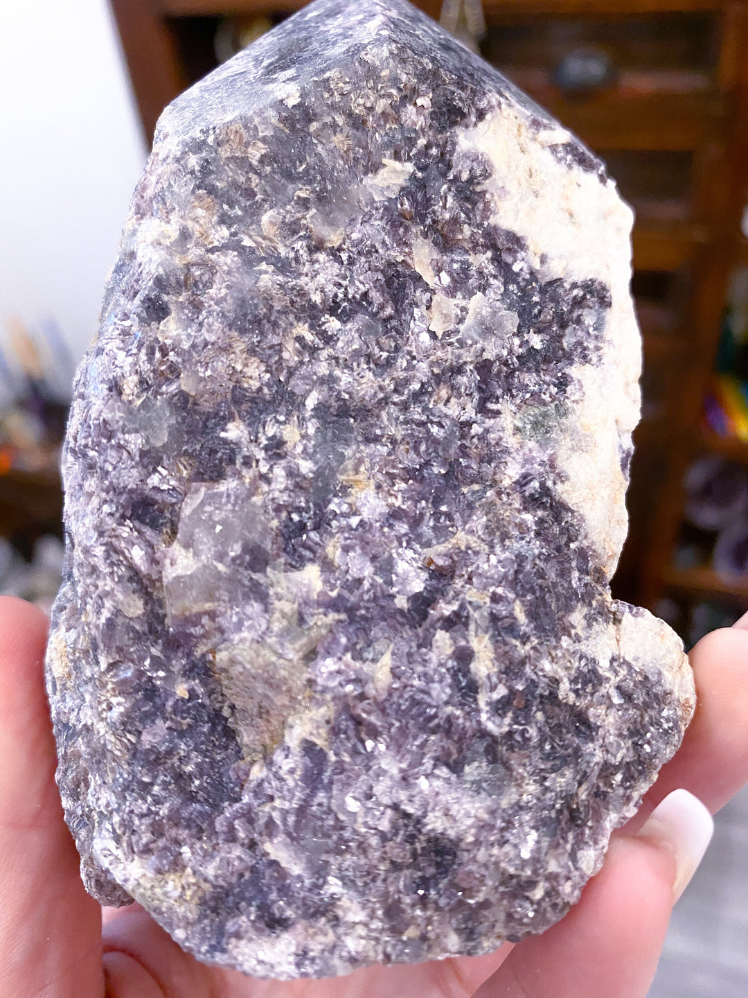 Imperfect Half Polished Mica-rich Purple Lepidolite Point - Get Exact Crystal Shown - 2lb large
