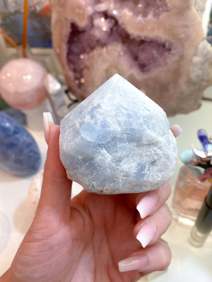 Blue Calcite Top Polish Point