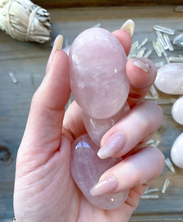 Small Rose Quartz Palm Stone