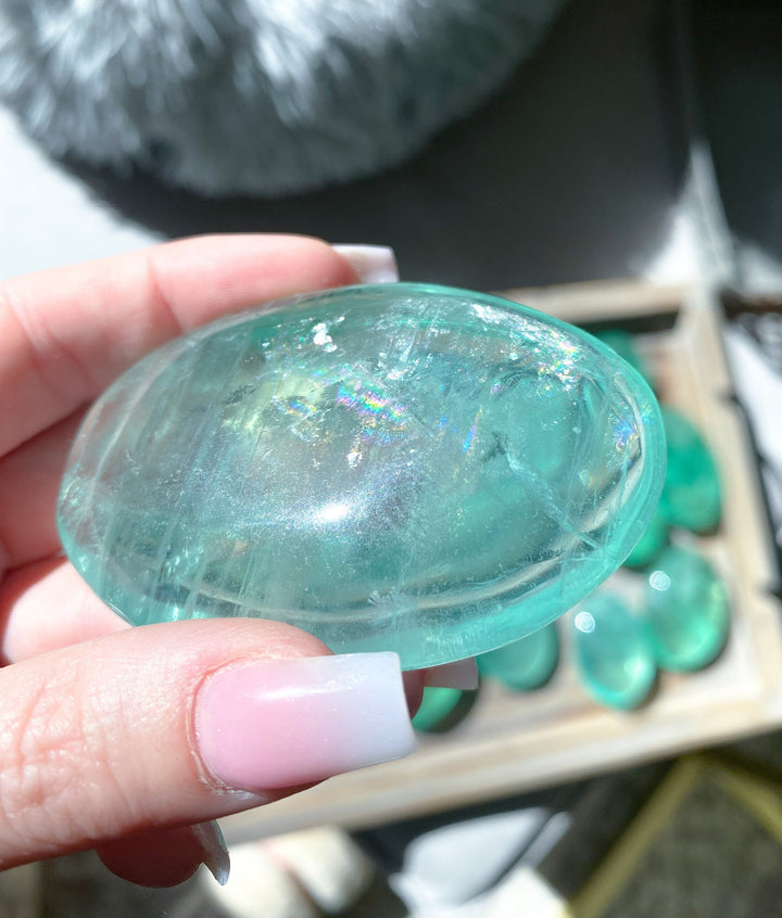 Green Fluorite Palm Stone