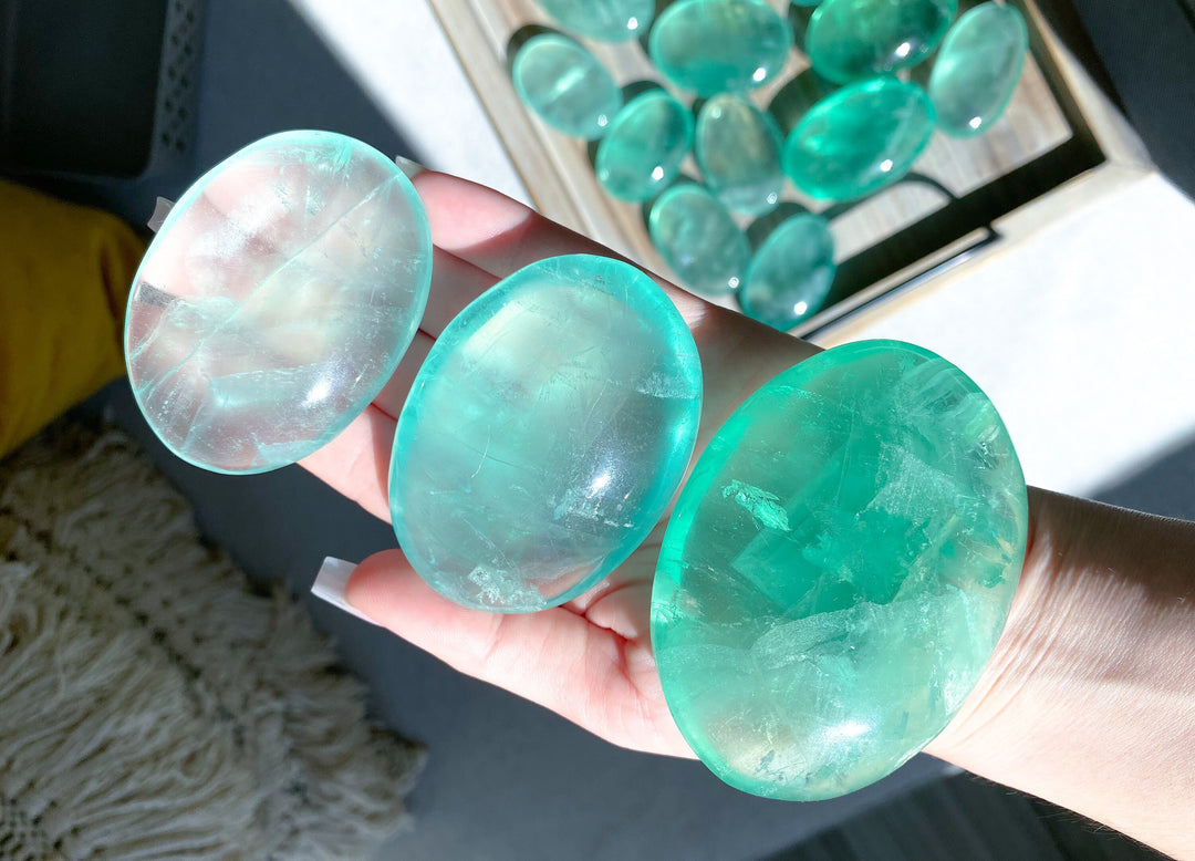Green Fluorite Palm Stone