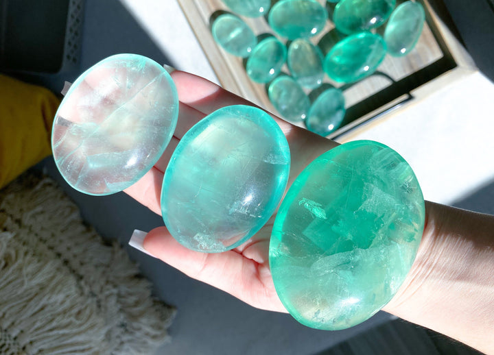 Green Fluorite Palm Stone