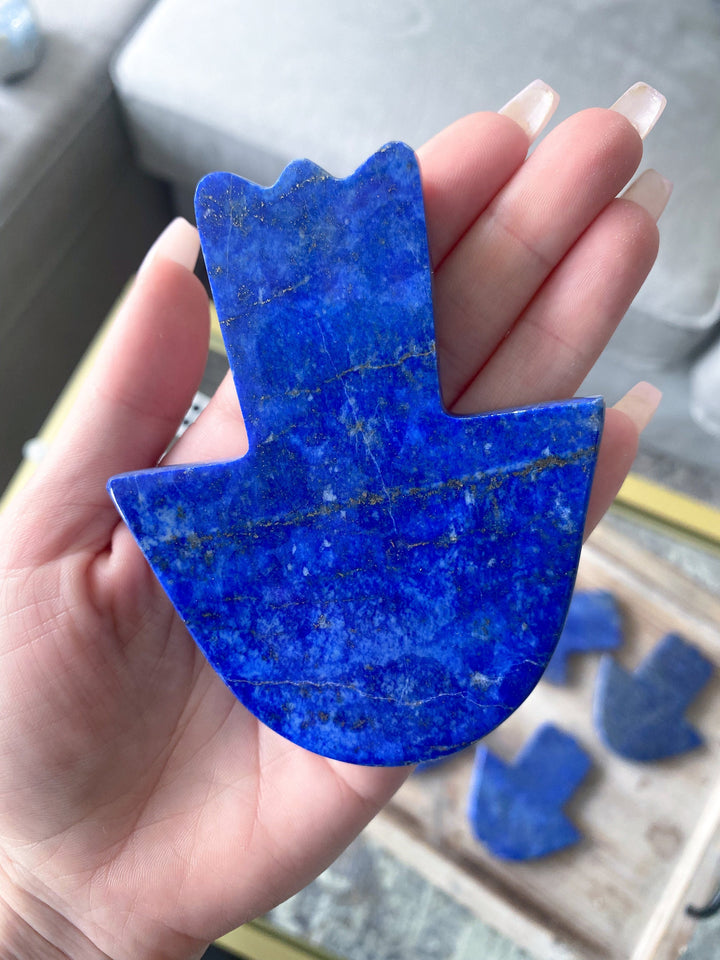 Lapis Lazuli Hamsa Hand Carving