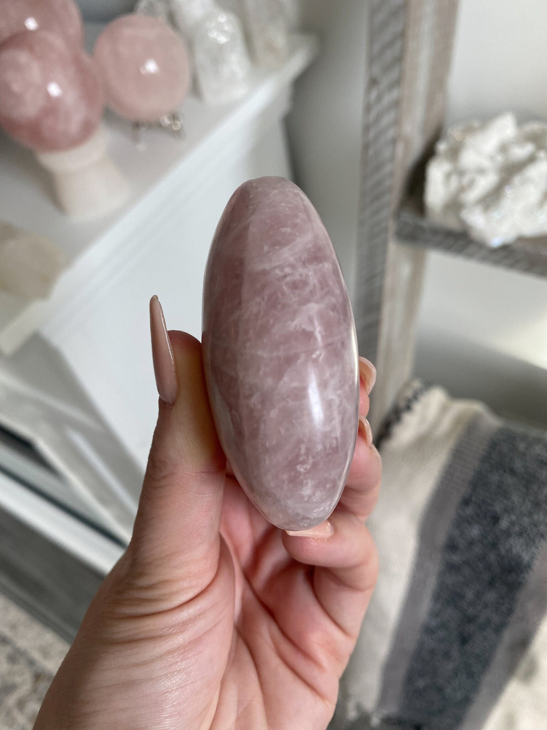 Kunzite Palm Stone - Protection - Self Love - Healing Crystal - Self Care - Pink Kunzite - White Kunzite