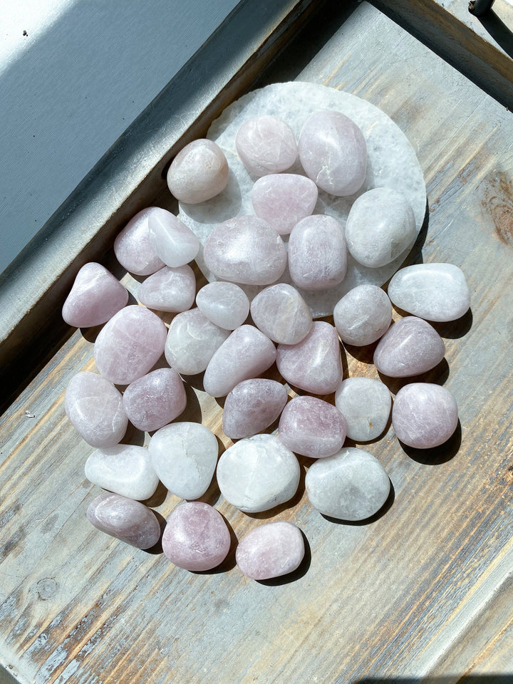 Pale Kunzite Tumble Stone - Pink & White