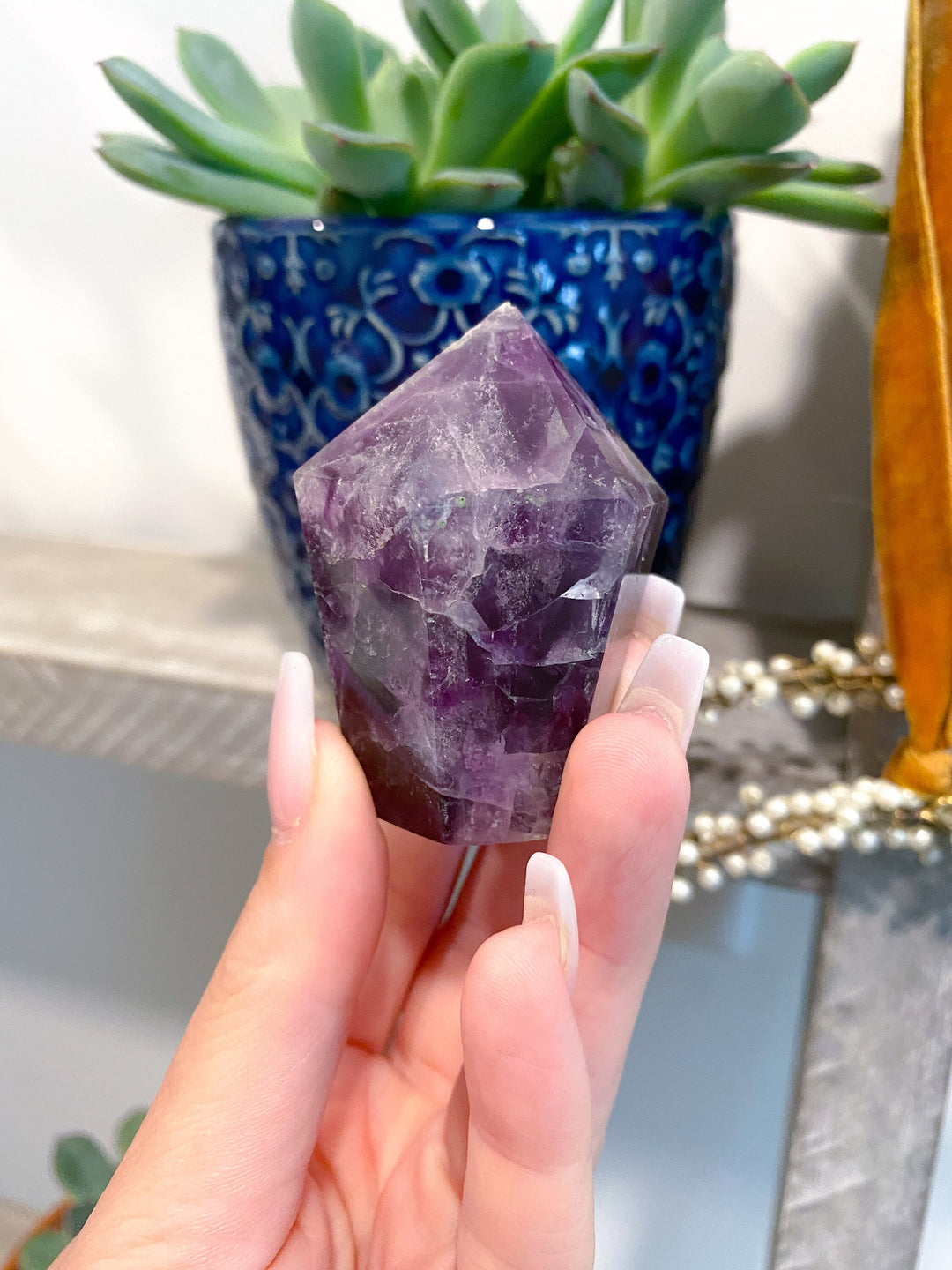 Polished Fluorite Point - Slight Chipped Tip