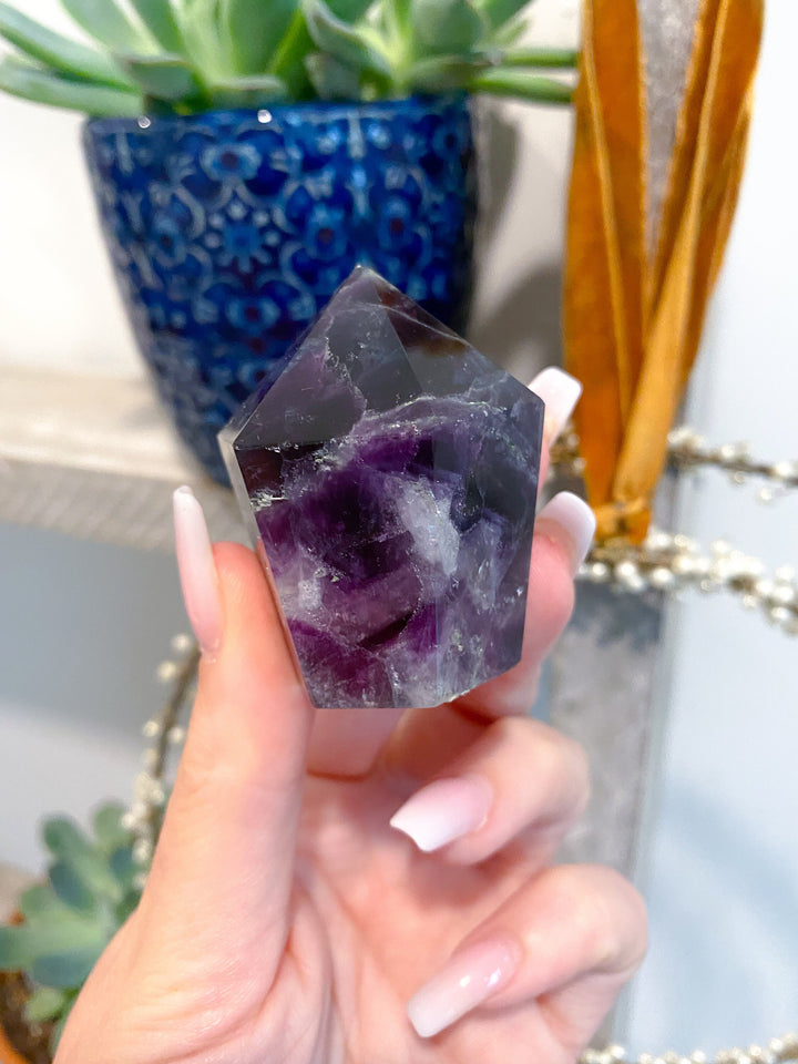 Polished Fluorite Point Deep Purple - Get EXACT Stone