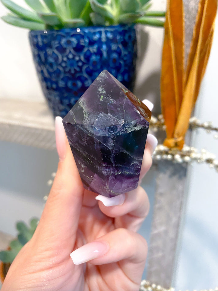 Polished Fluorite Point Deep Purple - Get EXACT Stone