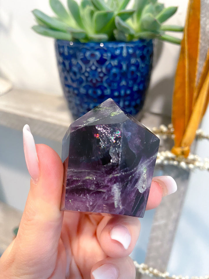 Polished Fluorite Point Deep Purple - Get EXACT Stone