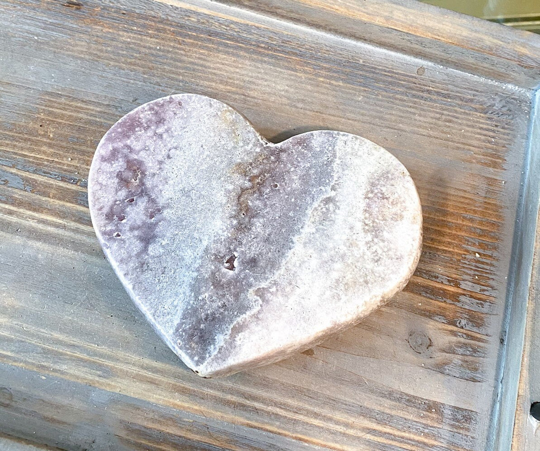 XL Pink Amethyst Heart Carving