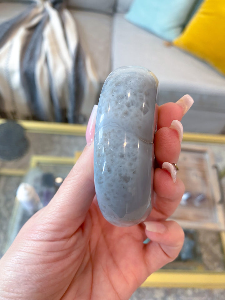 Druzy Grey Agate MOON - Pick Your Own - Calm Nerves - Soothe Depression - Crystal Therapy - Self-care Stone - Crescent